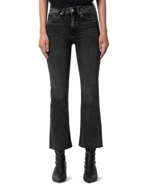 Mavi Anika Raw Hem High Waist Crop Flare Jeans - Black