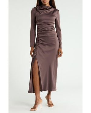 Jonathan Simkhai Odessa Long Sleeve Ruched Maxi Dress - Brown