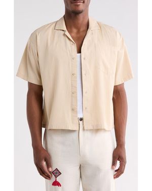 Raga Short Sleeve Cotton Button-Up Shirt - Natural