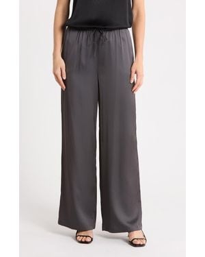Tahari Drawstring Wide Leg Pants - Gray