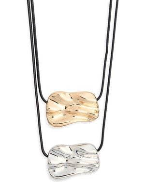 Natasha Couture 2-Pack Free Form Pendant Cord Necklaces - Metallic