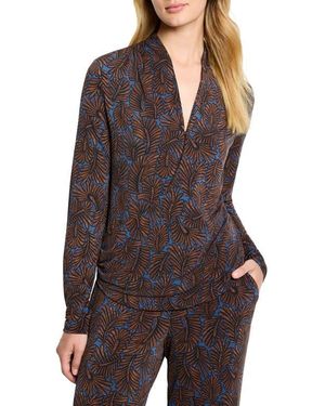 NIC+ZOE Feather Fern Faux Wrap Top - Brown