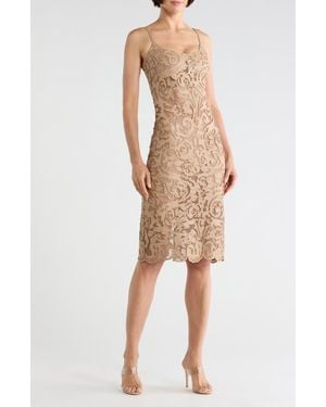 L'Agence Kazuko Lasercut Midi Dress - Natural
