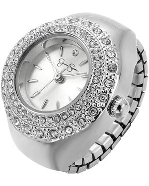 Jessica Simpson Miligrain Crystal Ring Watch, 22Mm - Gray