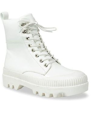 In Touch Footwear Chelsey Patent Lug Sole Combat Boot - White