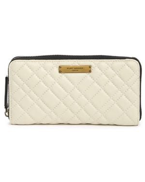 Kurt Geiger Quilted Leather Zip Around Wallet - Natural