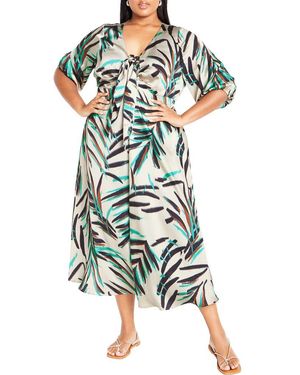 City Chic Leanna Puff Sleeve Maxi Dress - Green
