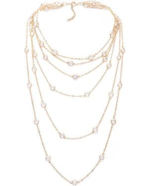 Saachi Crystal Glass Multi Layer Necklace - Metallic