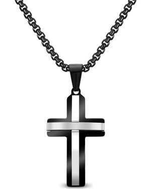 EDFORCE Cross Pendant Necklace - Black