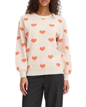 Ichi Heart Pullover Sweater - Red