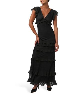 Lulus Nyra Lace Ruffle Maxi Dress - Black