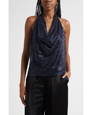 Ramy Brook Alice Sequin Halter Top - Blue