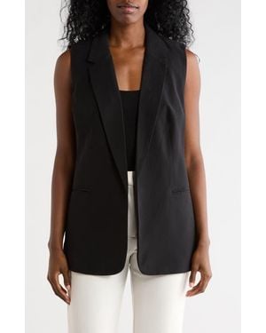 Tahari Notch Lapel Longline Vest - Black