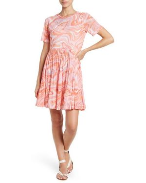 Love By Design Cate Floral Print Tiered T-Shirt Dress - Pink
