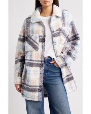 Thread & Supply Plaid Fleece Shirt Jacket - Gray