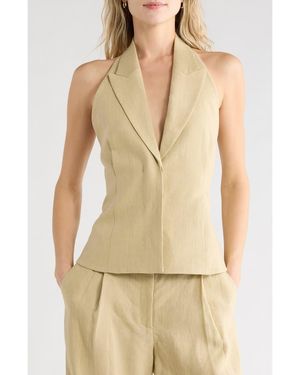 Twp Kaitlyn Halter Neck Linen Vest - Natural