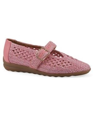 White Mountain Cordette Woven Mary Jane Flat - Pink