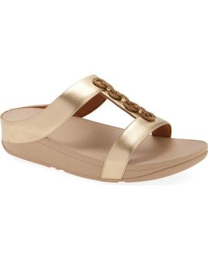 Fitflop Fino Sparkle Wedge Slide Sandal - Metallic
