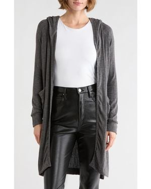 Go Couture Hooded Sweater Cardigan - Gray