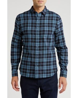 Vince Sailwind Plaid Long Sleeve Cotton Button-Up Shirt - Blue