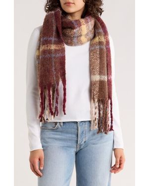 Steve Madden Tinsel Shine Plaid Scarf - Red
