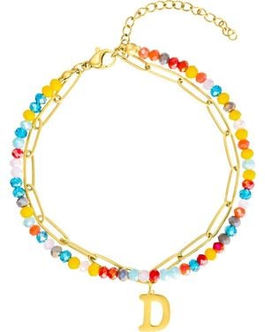 Adornia Initial Water Resistant Layered Bracelet - Yellow