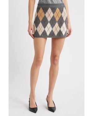 FRAME The Brushed Argyle Wool & Cashmere Skirt - Multicolor