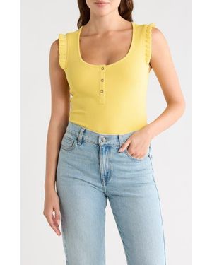 DR2 by Daniel Rainn Scoop Neck Rib Knit Henley - Blue