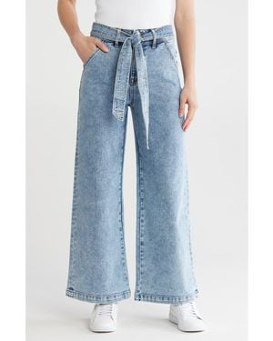 Vigoss Belted Wide Leg Jeans - Blue