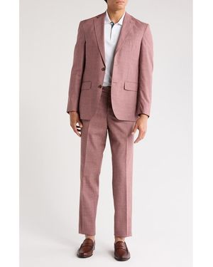 Ted Baker Karl Slim Fit Crosshatch Wool Blend Suit - Purple