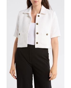 Amanda + Chelsea Short Sleeve Tweed Jacket - White