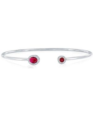 Simona Sterling Lab Grown Diamond Bangle Bracelet - Red