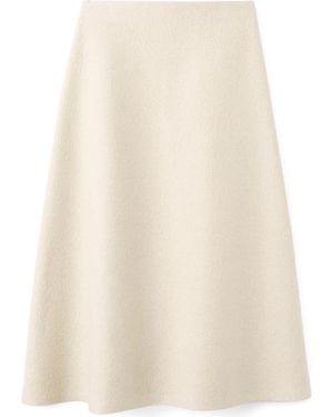 Mango Penny A-Line Wool Blend Midi Skirt - Natural