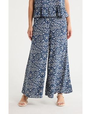 Vince Camuto Smocked Waist Wide Leg Pants - Blue