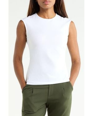 Theory Cap Sleeve Pleated Top - White