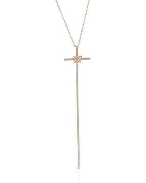 Suzy Levian Cubic Zirconia Floral Cross Pendant Necklace - White