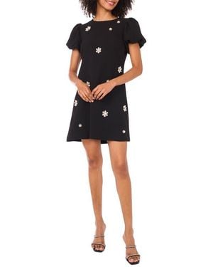 Cece Embellished Puff Sleeve Sheath Dress - Black