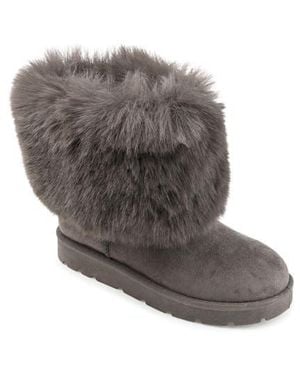 Journee Collection Shanay Faux Fur Boot - Gray