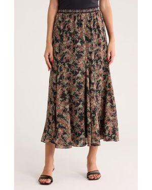 Max Studio Georgette Godet Maxi Skirt - Brown