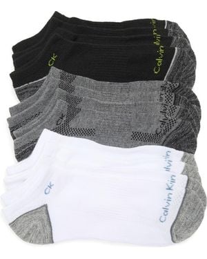 Calvin Klein 6-Pack Terry Cushion Quarter Length Socks - Black