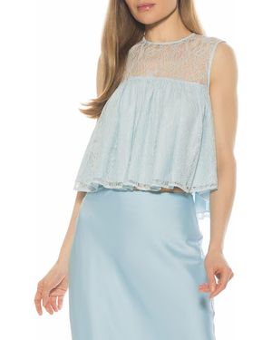Alexia Admor Portia Ruffle Sleeveless Lace Top - Blue