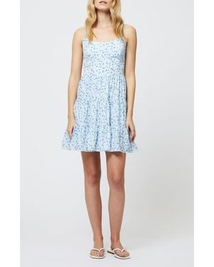 French Connection Kiva Tiered Crepe Minidress - Blue