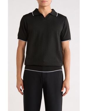 Tom Baine Johnny Collar Knit Polo Sweater - Black