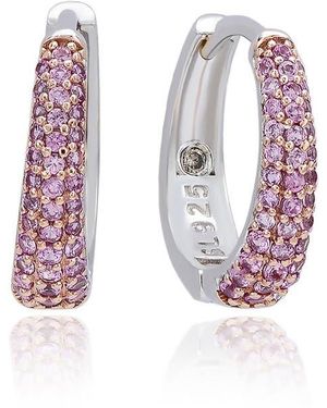 Suzy Levian Pavé Sapphire Huggie Hoop Earrings - Red