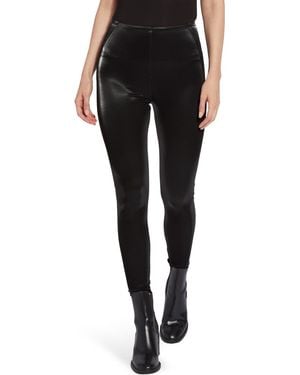 Lyssé Matilda Foiled Faux Leather Leggings - Black