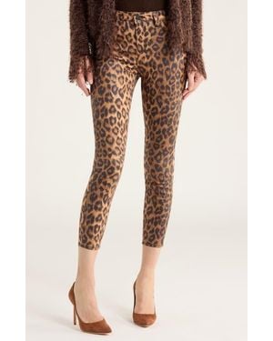 L'Agence Margot Leopard Print Coated Ankle Skinny Jeans - Multicolor