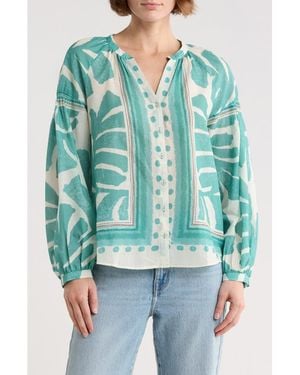 DR2 by Daniel Rainn Long Sleeve Cotton Top - Green