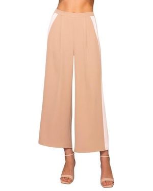 MELLODAY Side Stripe Wide Leg Pants - Natural