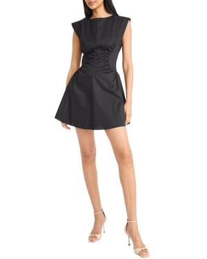 Donna Morgan Ruched Cap Sleeve Stretch Cotton Minidress - Black