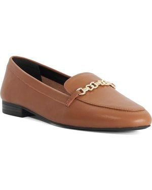 Dune Gearing Croc Embossed Leather Loafer - Brown